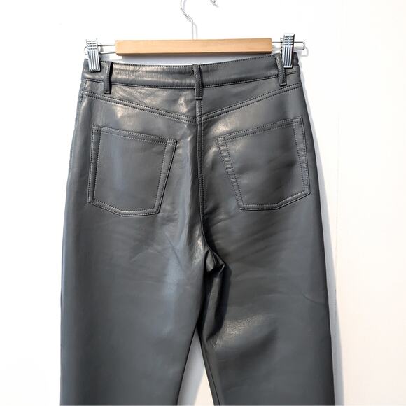 Aritzia Wilfred The Melina Faux Leather Grey Argentique Pants Size 2 - Picture 5 of 7